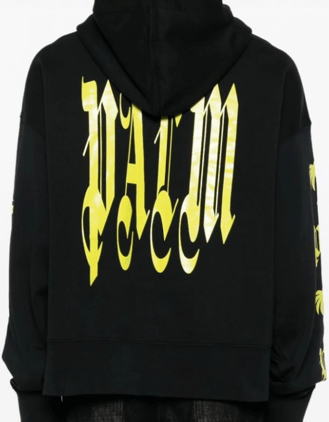 Circular Gothic Logo Print Black Pullover Hoodie