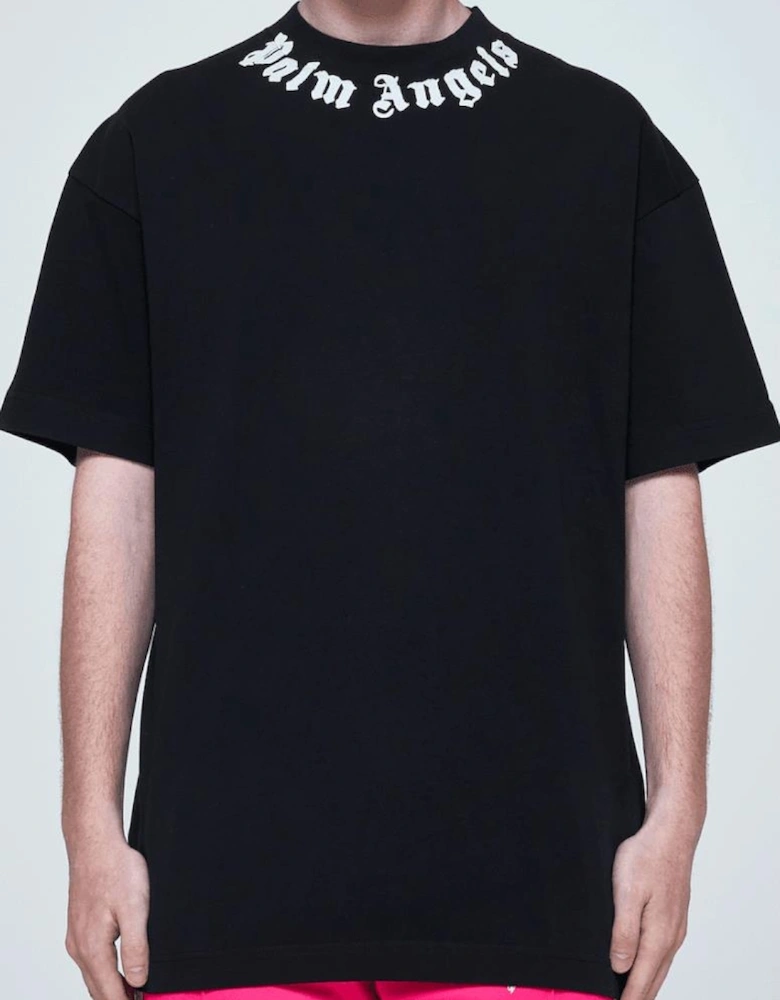 Neck Logo Oversized Black T-Shirt