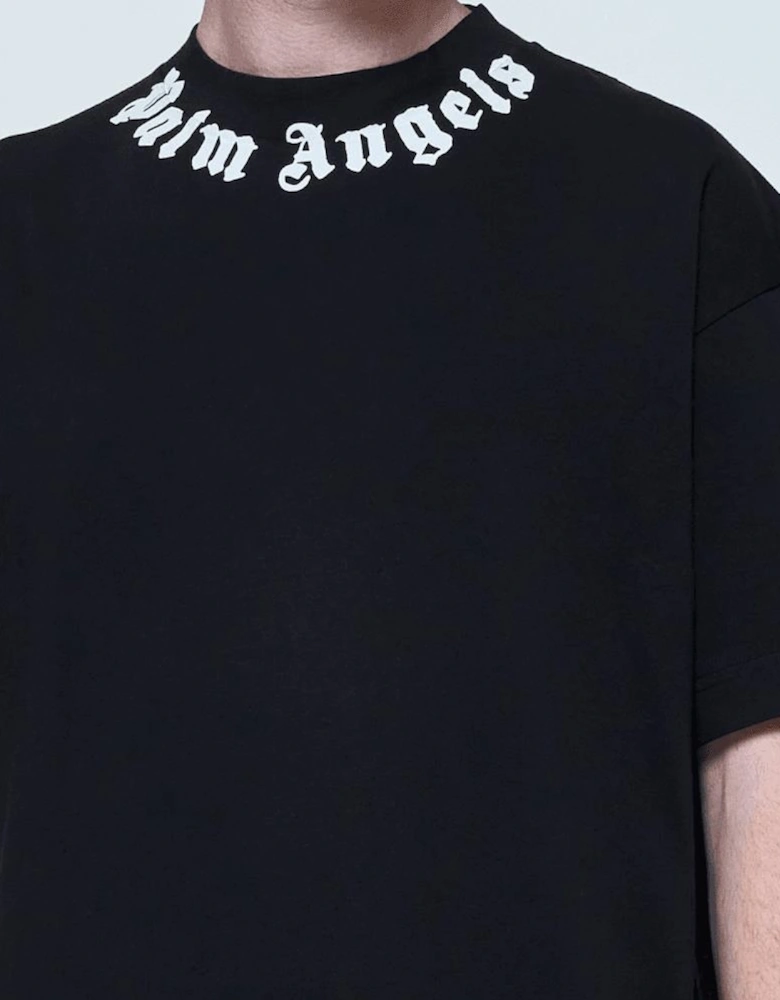 Neck Logo Oversized Black T-Shirt