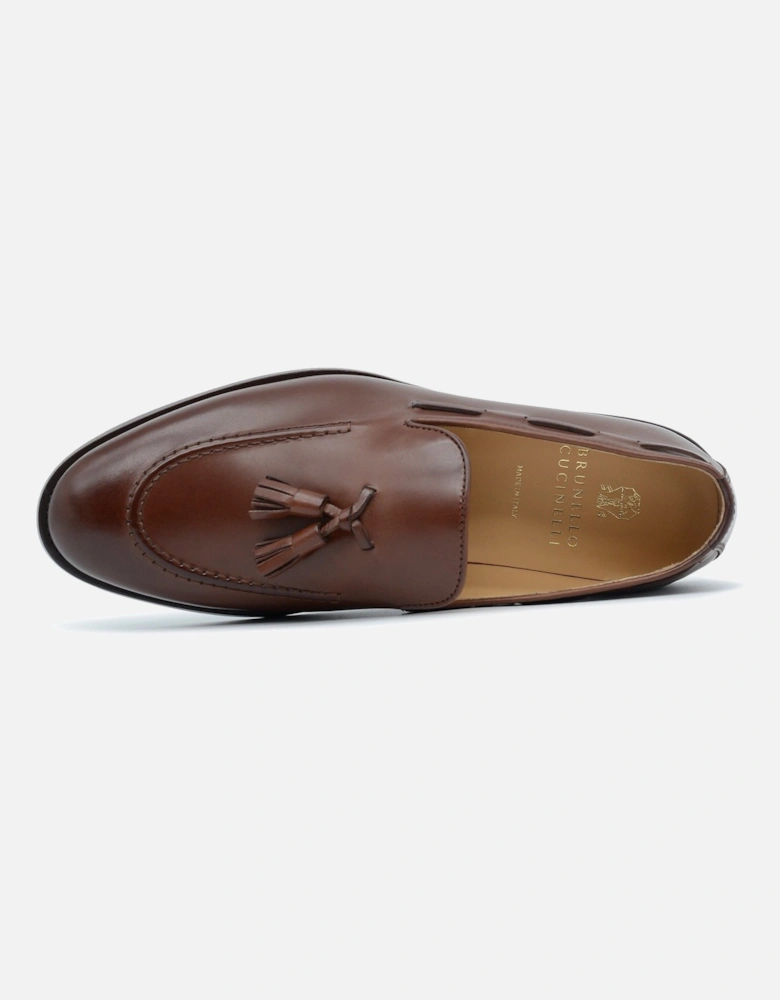 Tassel Leather Loafers Brown