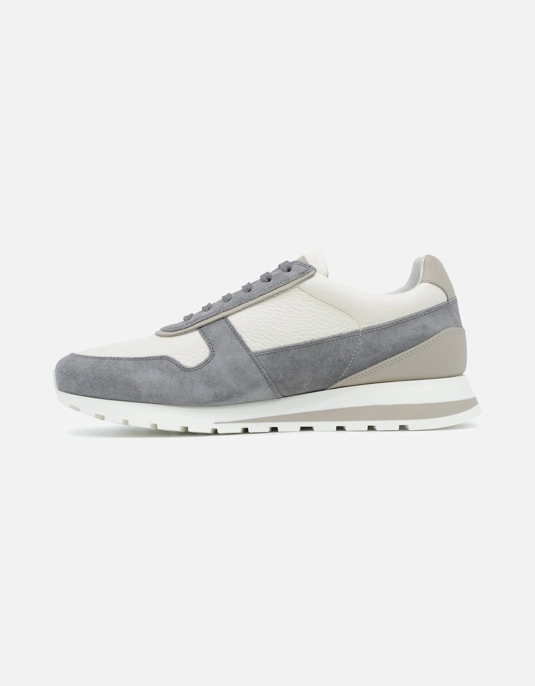 Suede Trim Leather Sneakers Grey