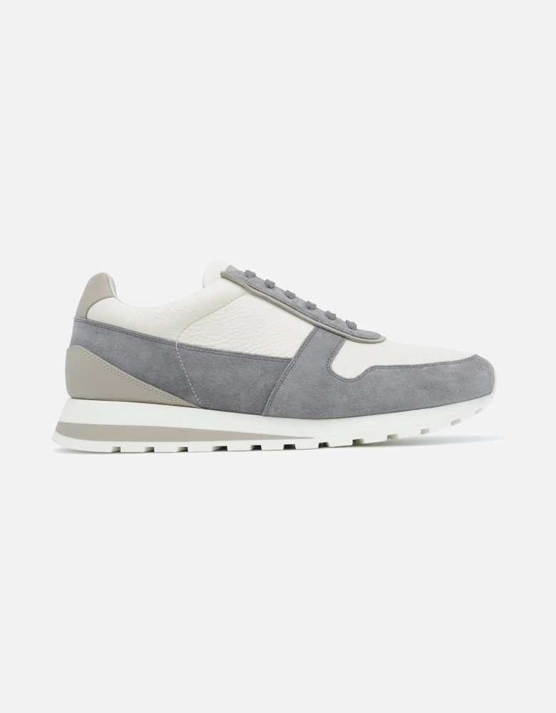 Suede Trim Leather Sneakers Grey