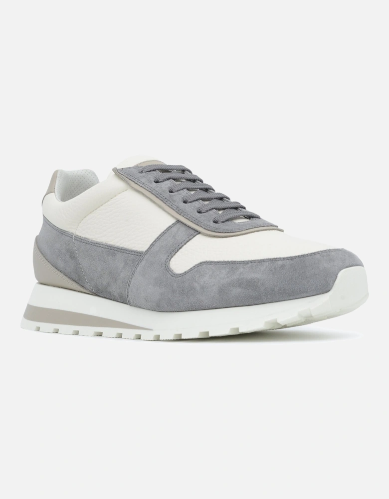 Suede Trim Leather Sneakers Grey