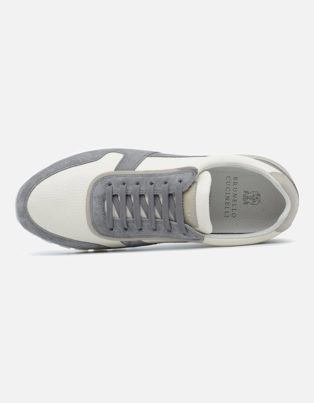 Suede Trim Leather Sneakers Grey