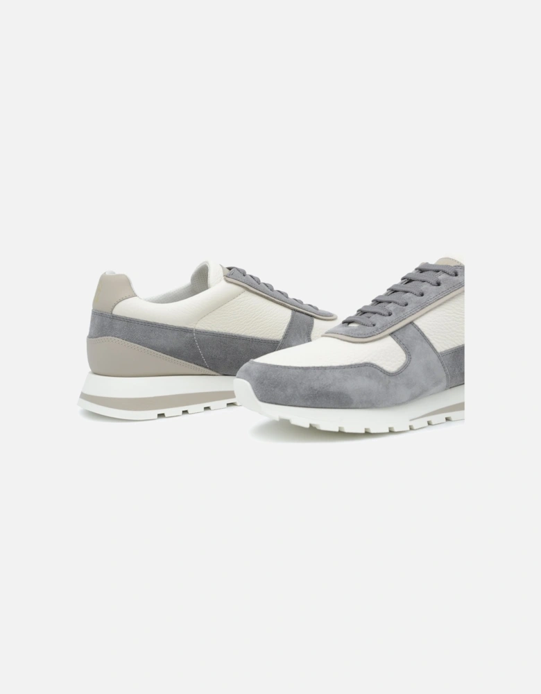 Suede Trim Leather Sneakers Grey