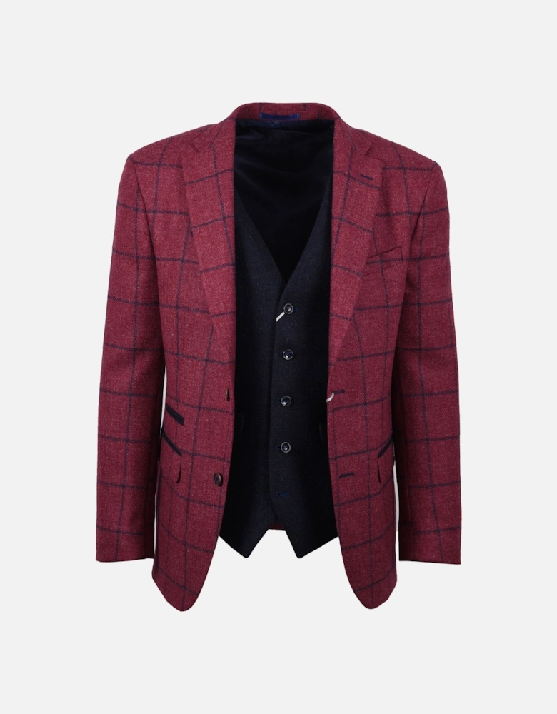 Jacket And Waistcoat Plum/Navy Check