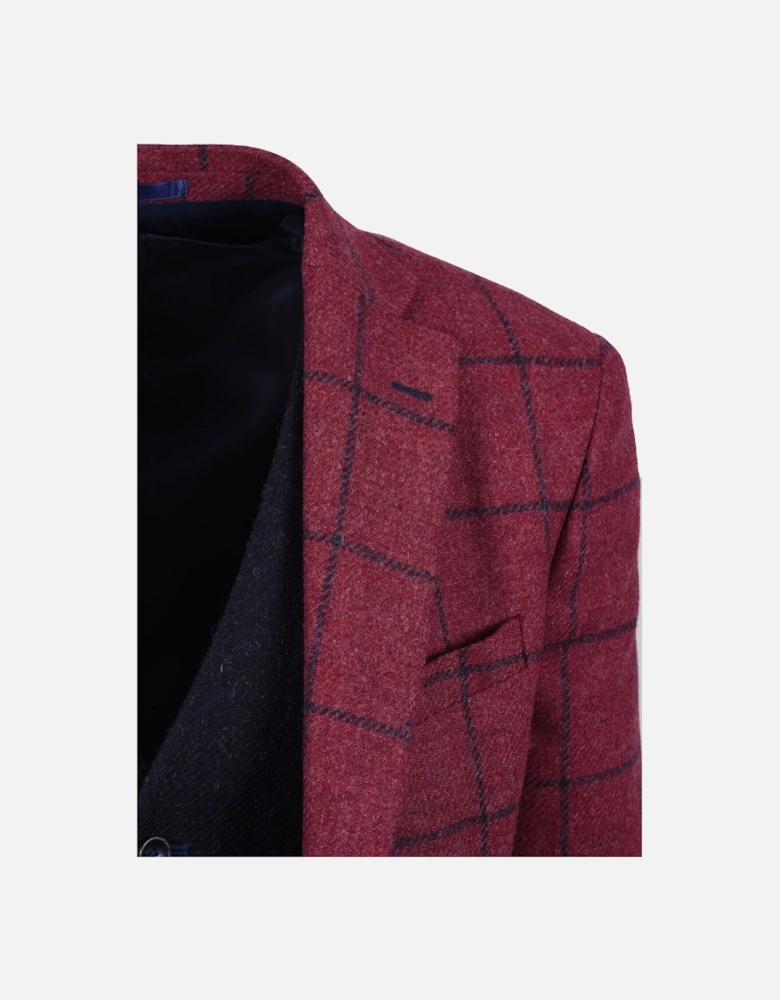 Jacket And Waistcoat Plum/Navy Check