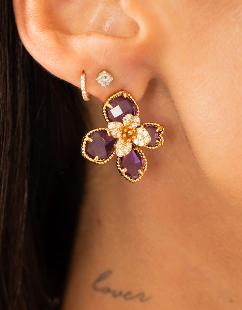 Flower Earrings Purple