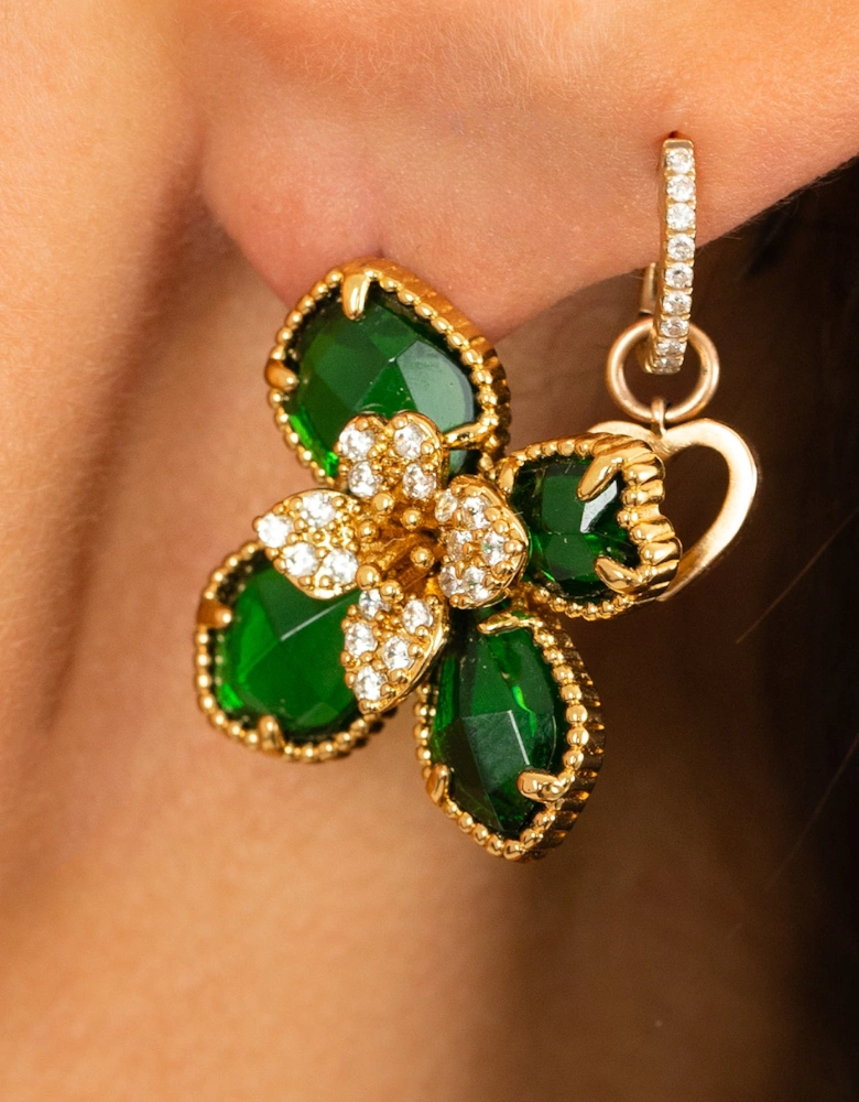 Green Flower Earrings