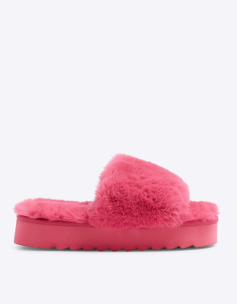 Open Toe Platform Slipper - Bright Pink