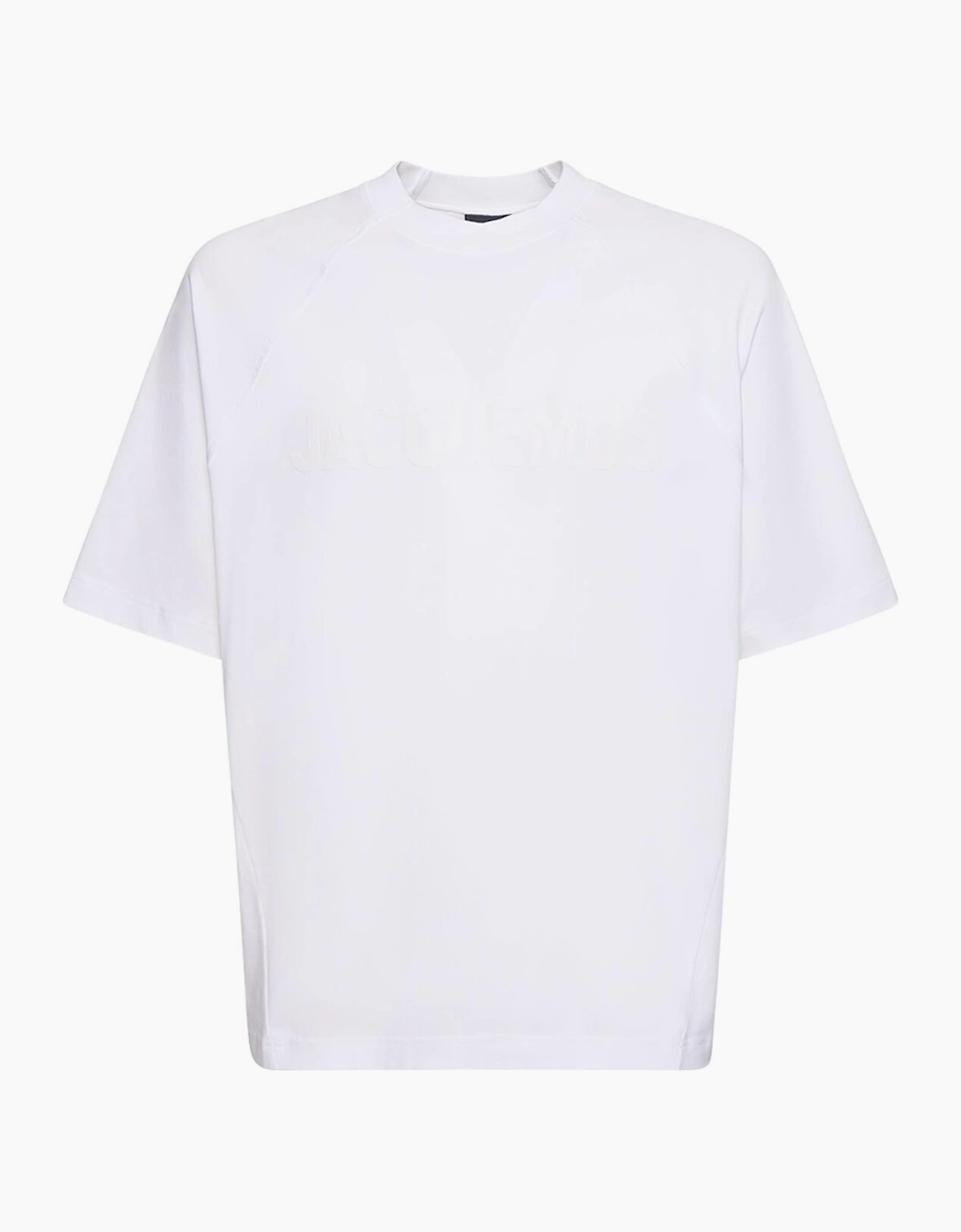 Men's Jacquemus Le Typo Logo Printed Oversized T-Shirt in White - Size: 38