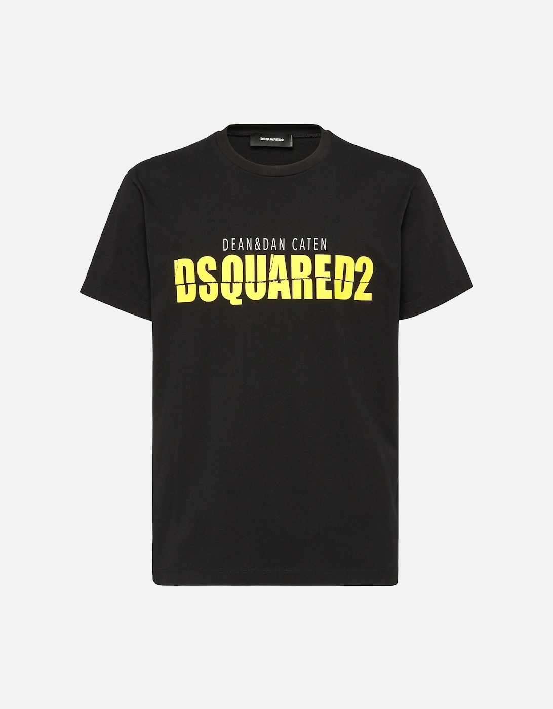 Yellow Split Printed Logo T-Shirt in Black, 3 of 2