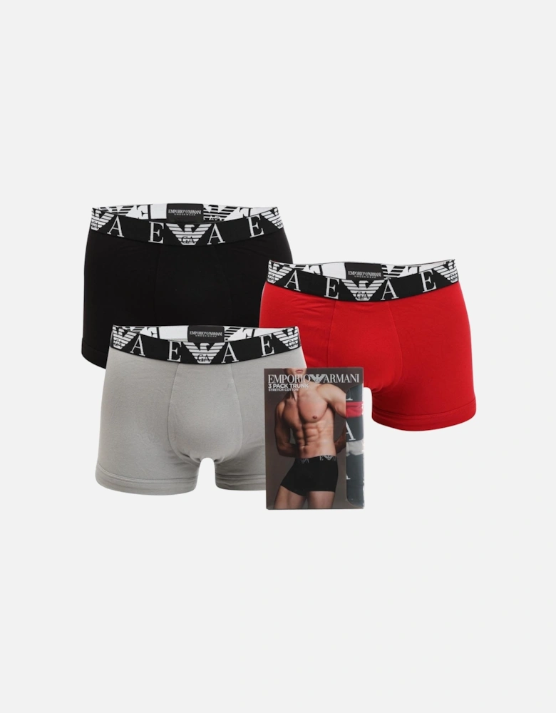 Mens 3 Pack Monogram Logo Boxer Trunks