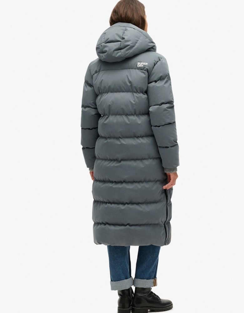 Microfibre Longline Padded Jacket - Grey