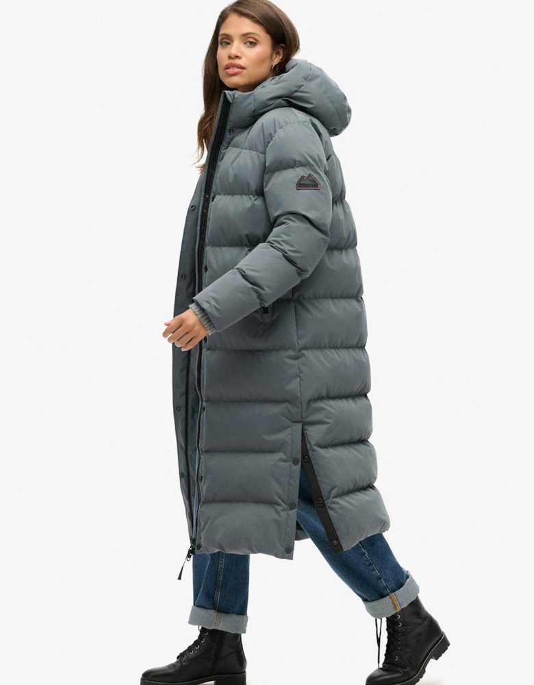 Microfibre Longline Padded Jacket - Grey