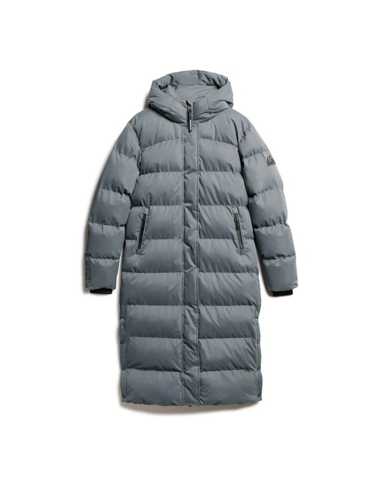 Microfibre Longline Padded Jacket - Grey