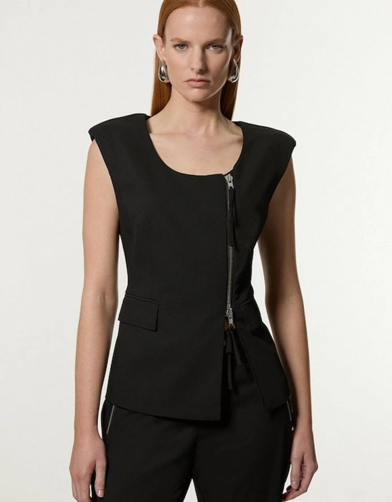 Tailored Viscose Zip Through Multi Stitch Waistcoat