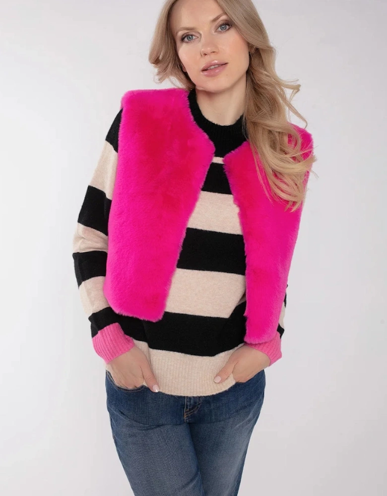 EDELWEISS FAUX FUR  GILET-FUCHSIA AW24