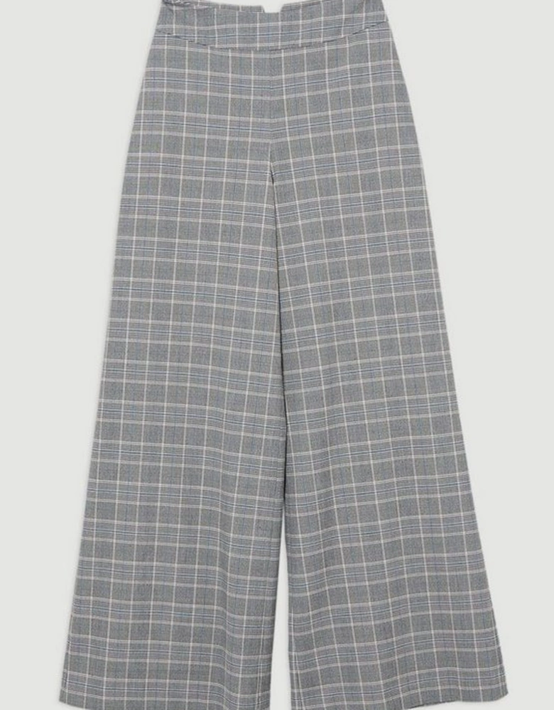 Check Tailored Wide Leg Trousers