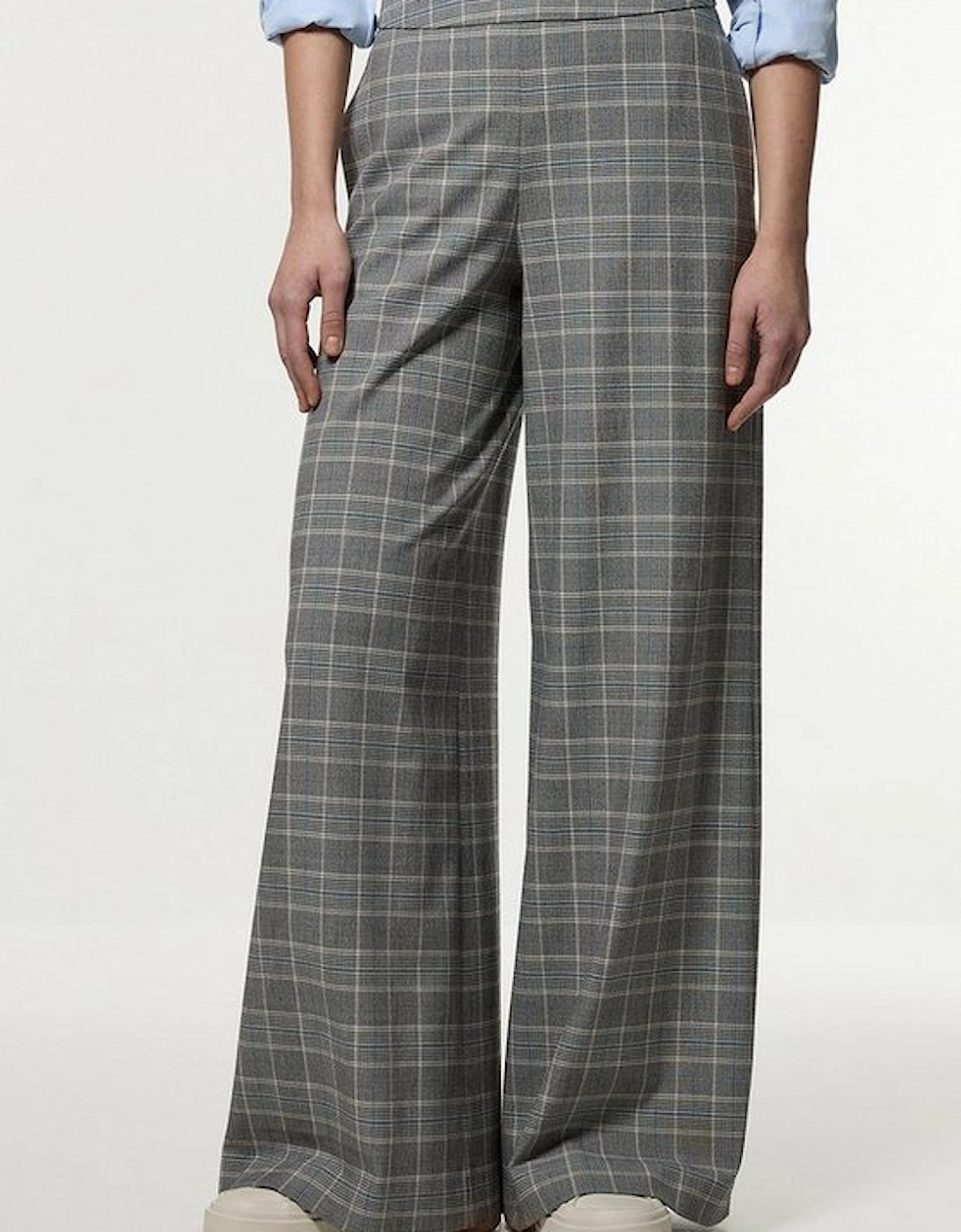 Check Tailored Wide Leg Trousers