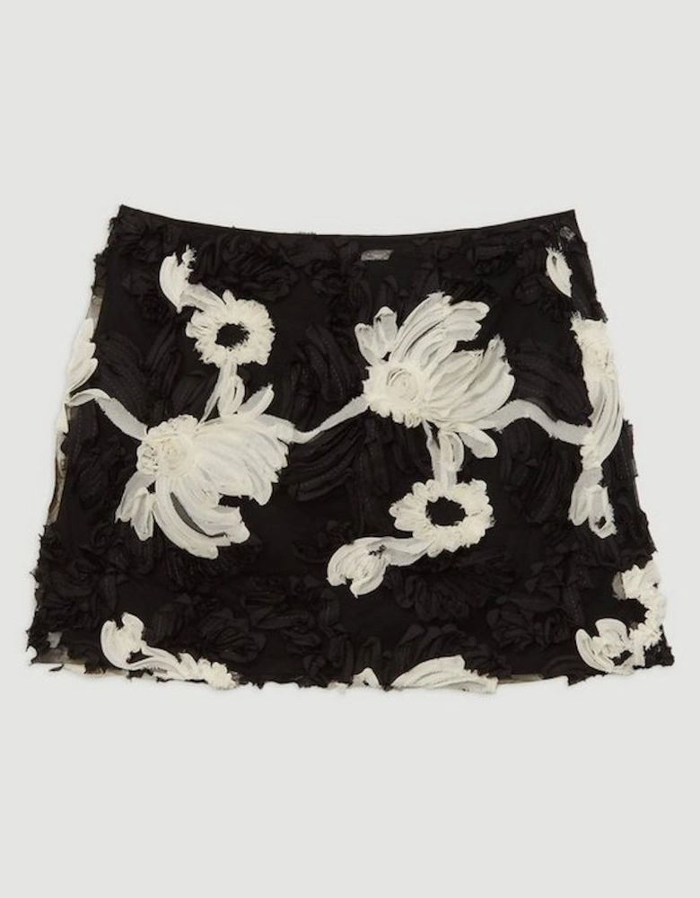 Crinkle Rosette Woven Mini Skirt