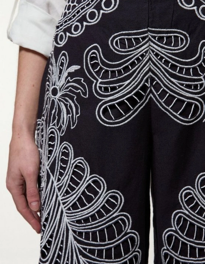 Linen Cutwork Embroidery Woven Trouser