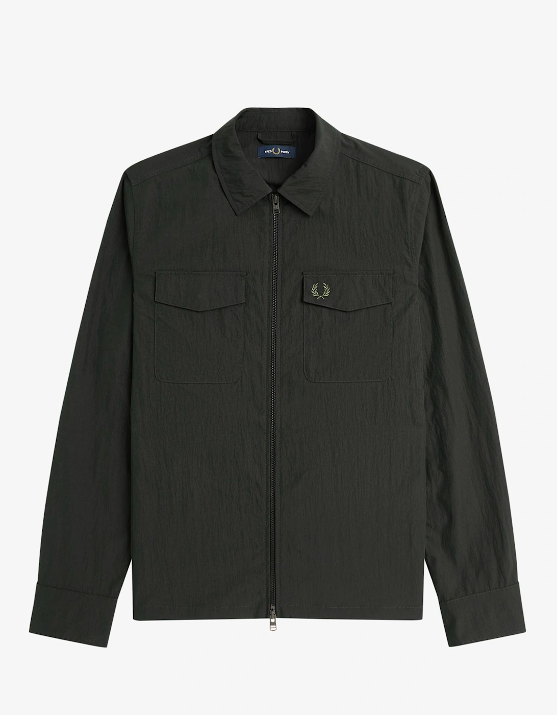M5684 Textured Zip-Through Overshirt Night Green, 3 of 2
