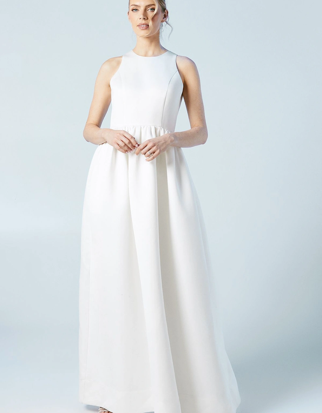 Structured Satin Halter Top Full Skirted Wedding Dress, 6 of 5