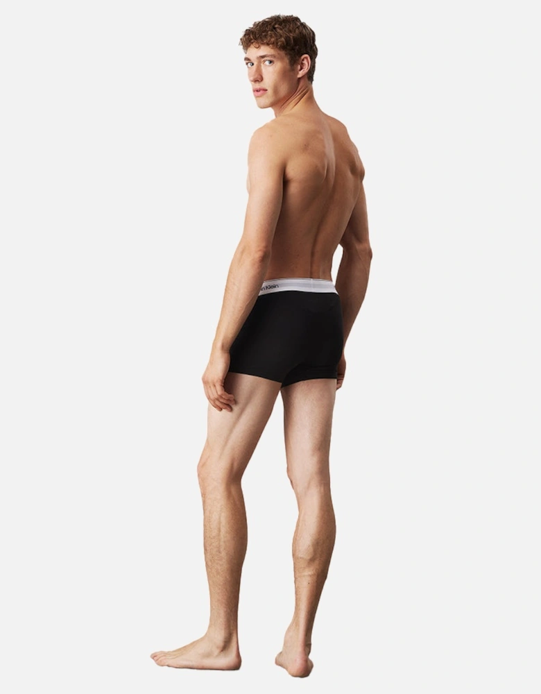 3-Pack Modern Cotton Boxer Trunks, Black/Grey/Red