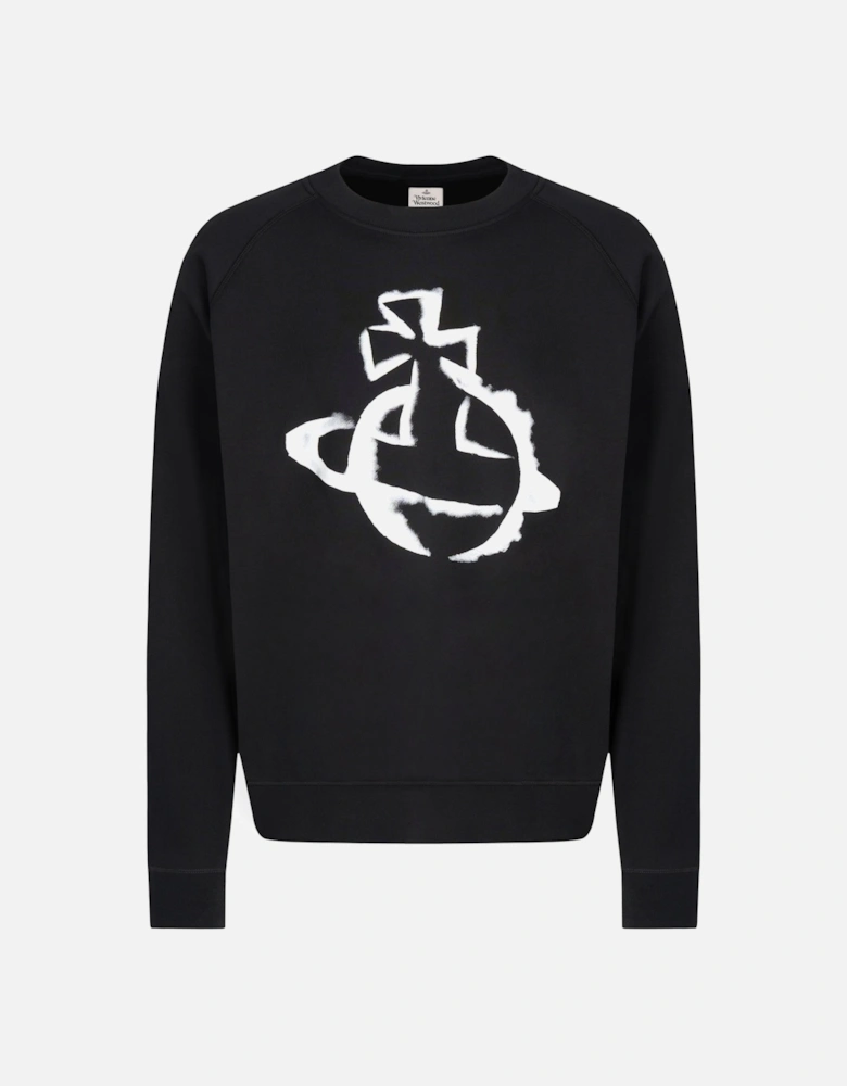 Stencil Orb Raglan Sweatshirt Black