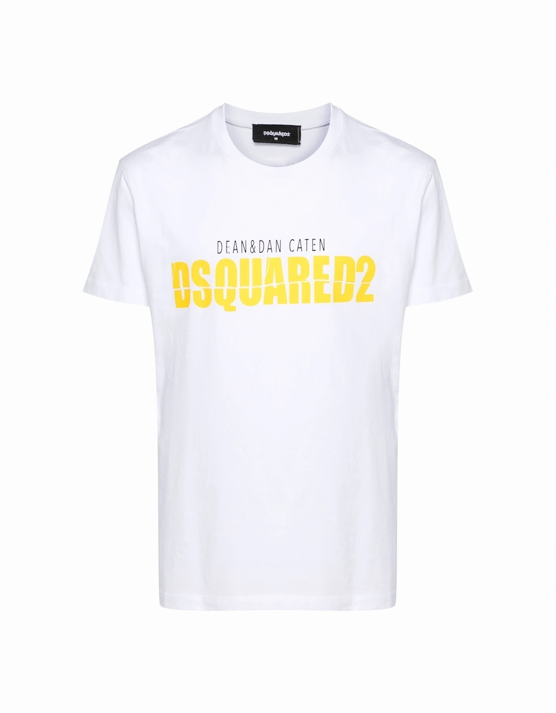 Yellow Split Printed Logo T-Shirt in White, 6 of 5