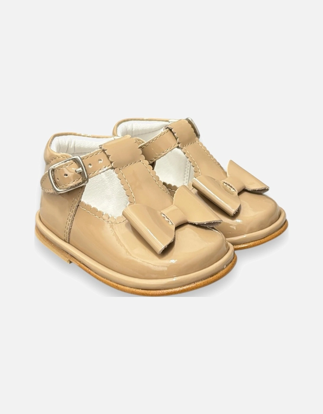 Camel Patent Leather Sabina Shoes, 4 of 3