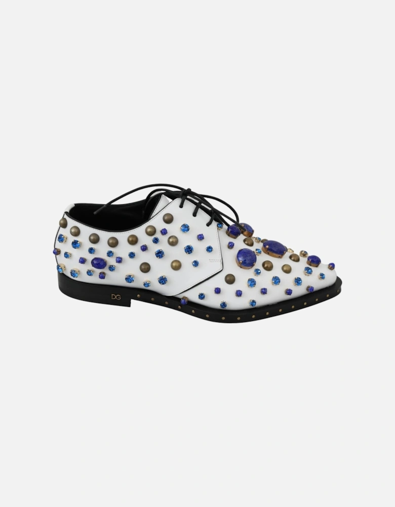 Crystal and Stone Oxford Shoes Women - White Flats