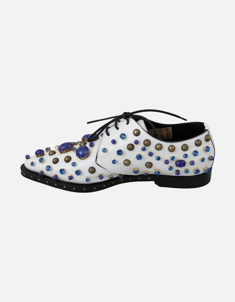 Crystal and Stone Oxford Shoes Women - White Flats