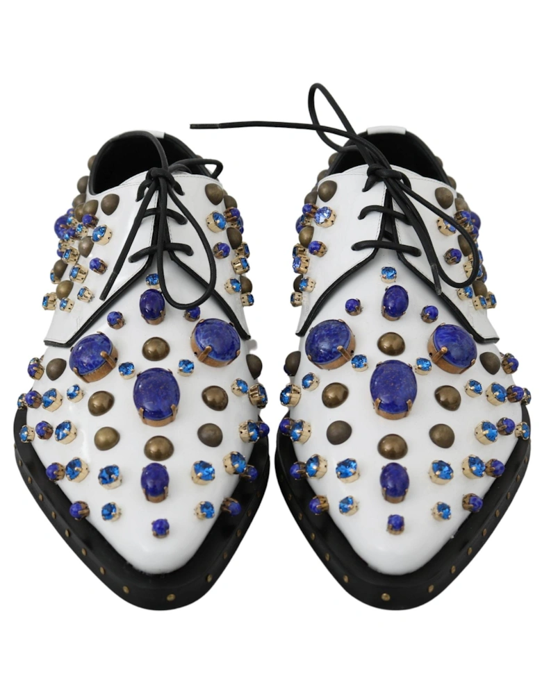 Crystal and Stone Oxford Shoes Women - White Flats