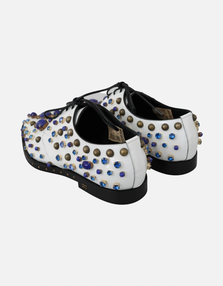 Crystal and Stone Oxford Shoes Women - White Flats