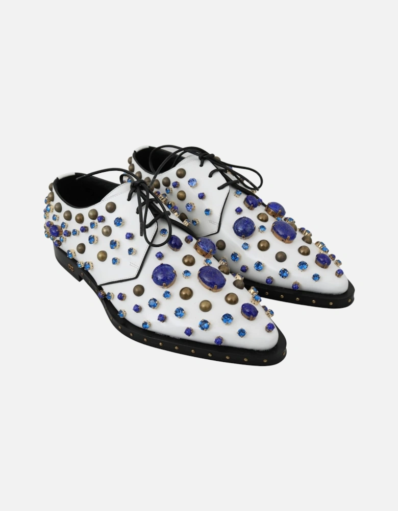 Crystal and Stone Oxford Shoes Women - White Flats