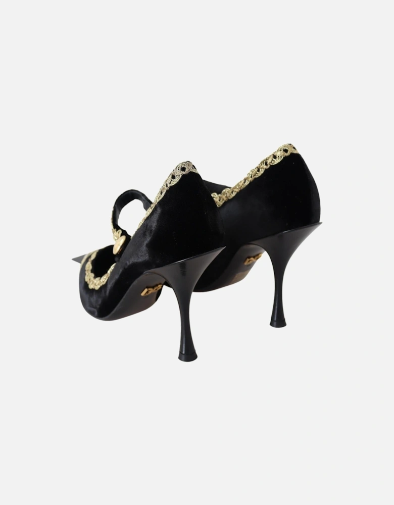 Velvet Mary Jane Pumps High Heel Women - Black