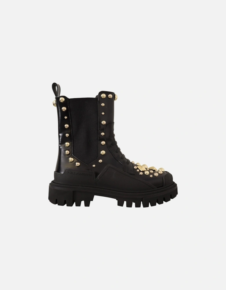 Dolce Gabbana Studded Leather Ankle Boots Women - Black