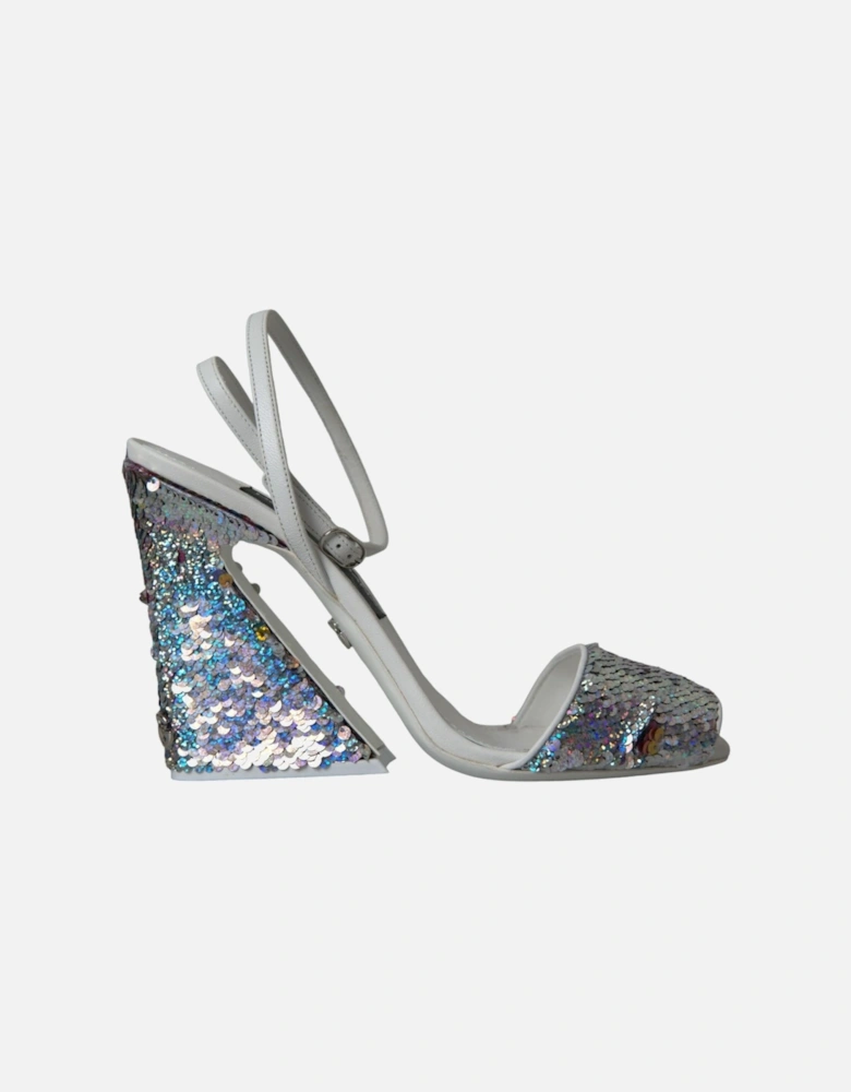 Sequined Heel Sandals with Leather Sole Women - White