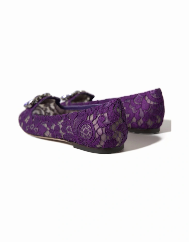 Lace Ballerina Flats Floral Embellished Women - Purple