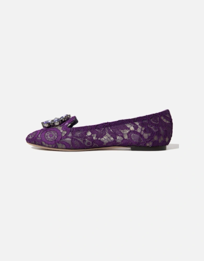 Lace Ballerina Flats Floral Embellished Women - Purple