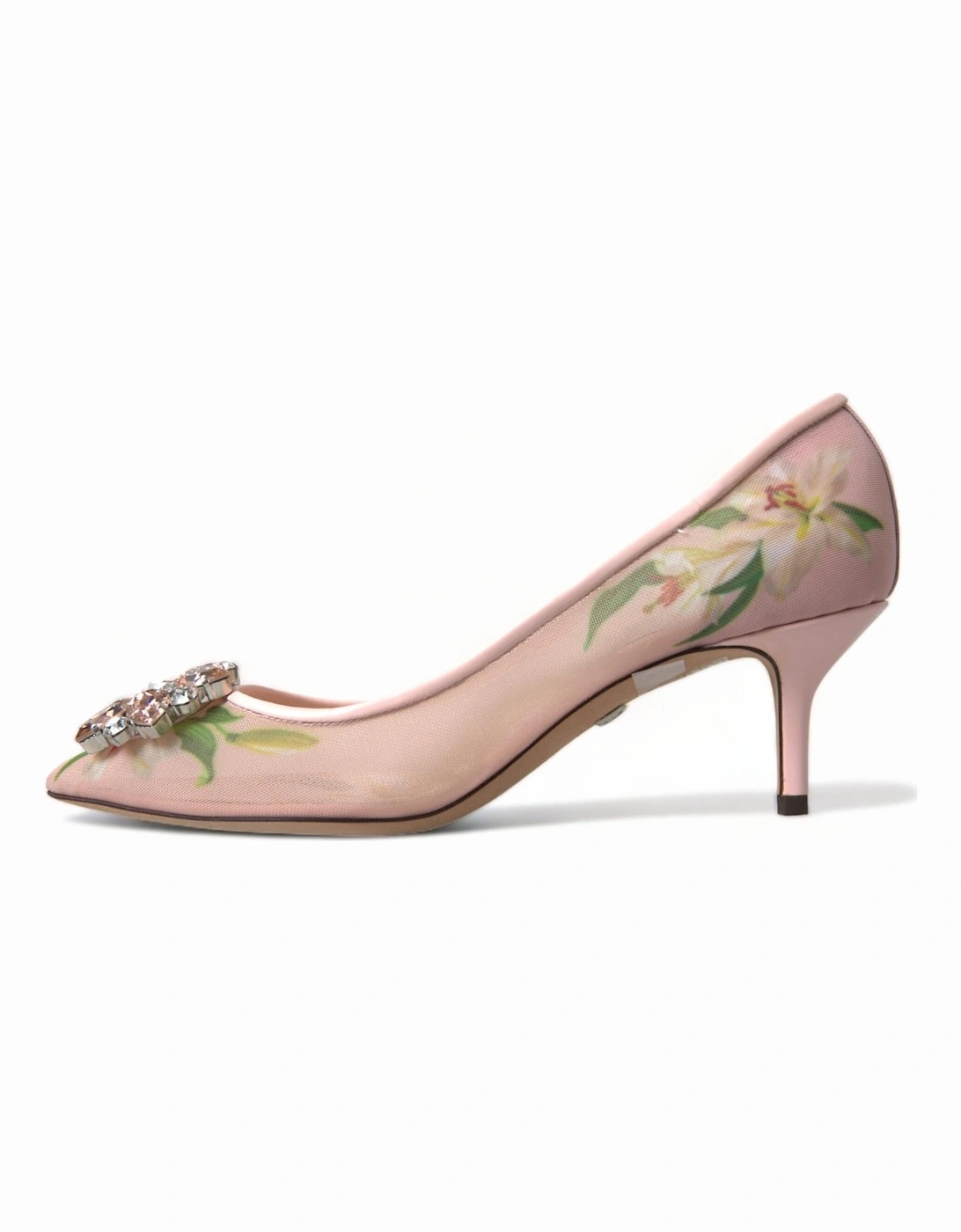 Floral Mesh Pumps Crystal Detail Women - Pink Sandals