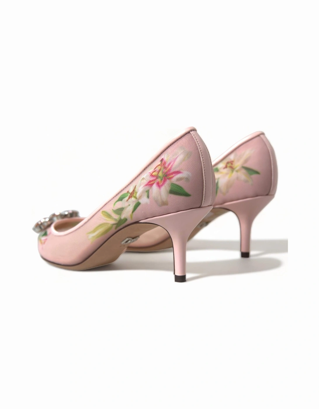 Floral Mesh Pumps Crystal Detail Women - Pink Sandals