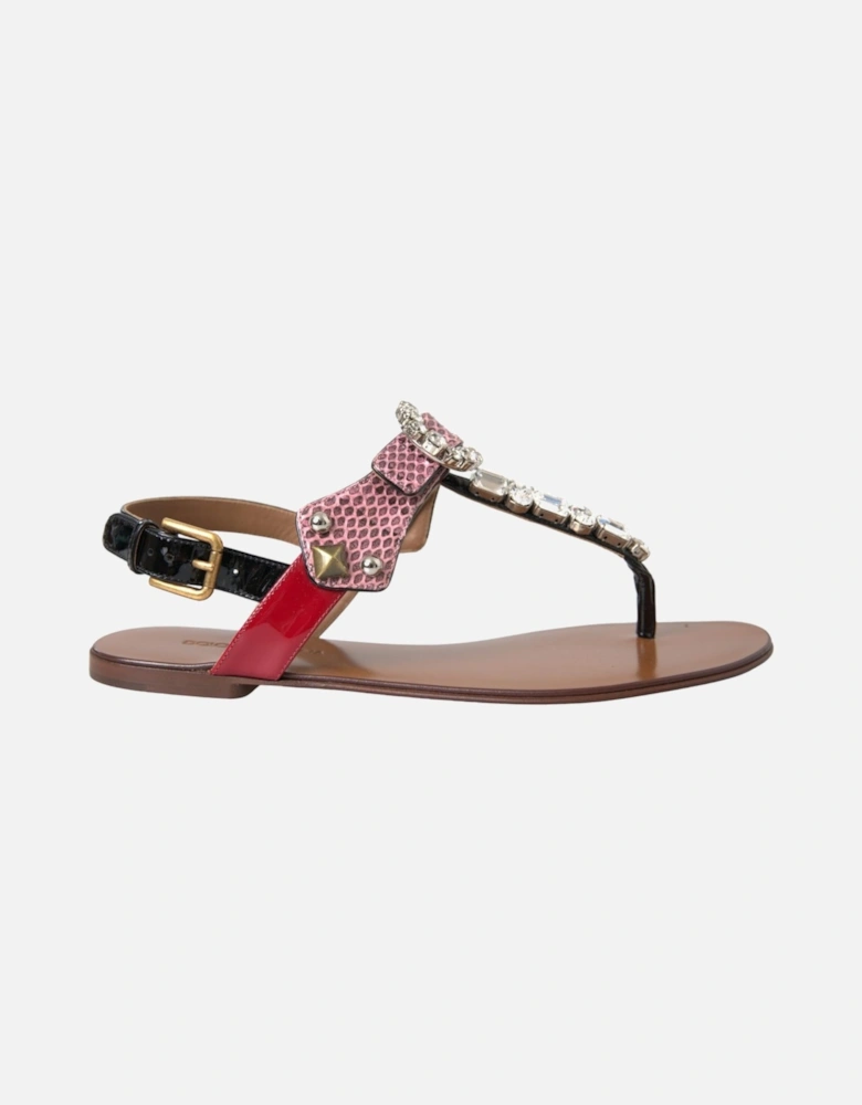 Embellished Slide Sandals with Buckle Closure Women - Multicolor Flats