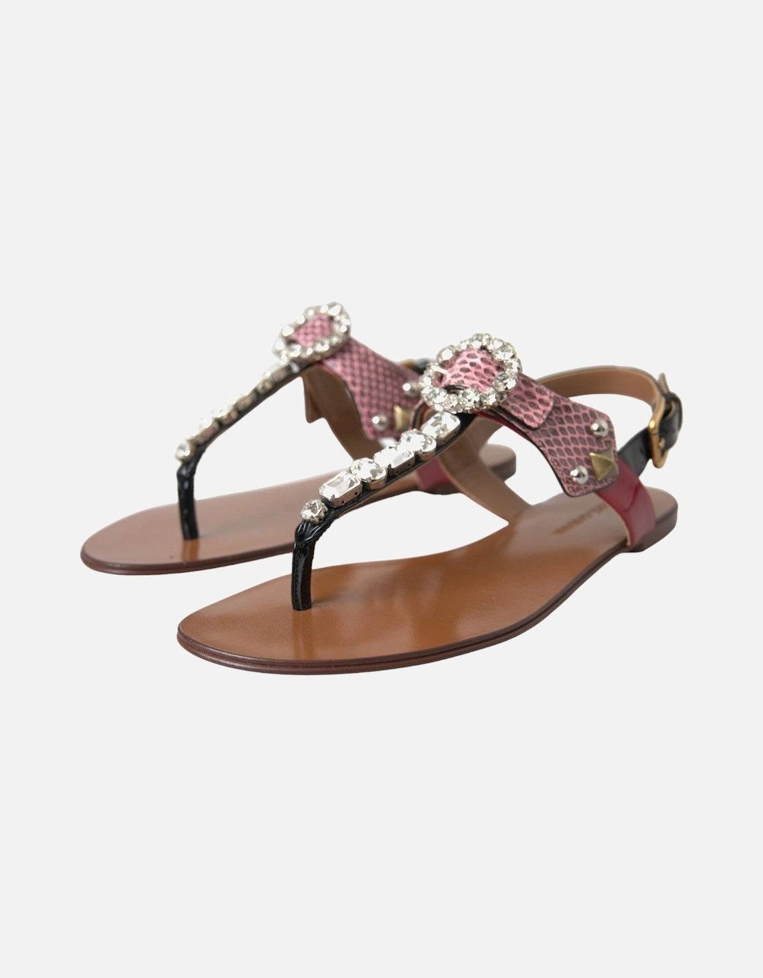 Embellished Slide Sandals with Buckle Closure Women - Multicolor Flats