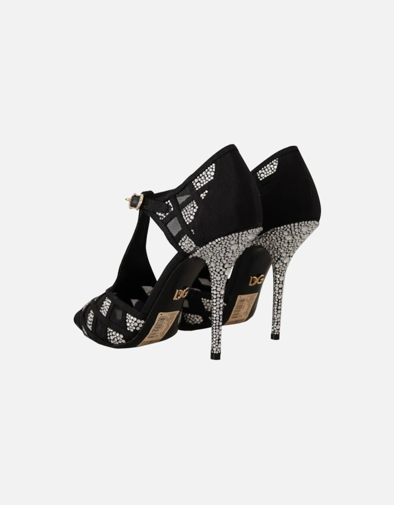 CrystalEmbellished TStrap Pumps Women - Black