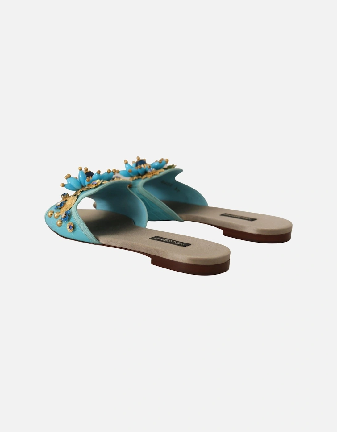 Blue Crystal Exotic Leather Blue Crystal Sandals Women Flats