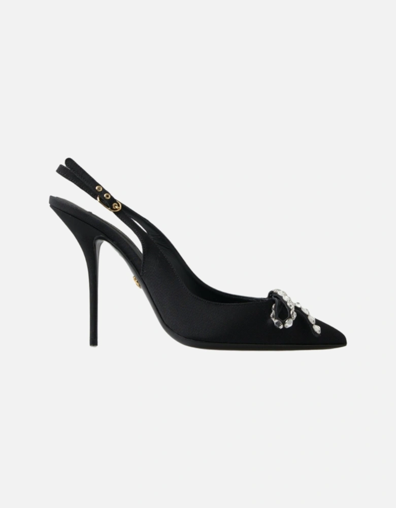 Crystal Slingbacks Bow pumps High Heels Women - Black Sandals