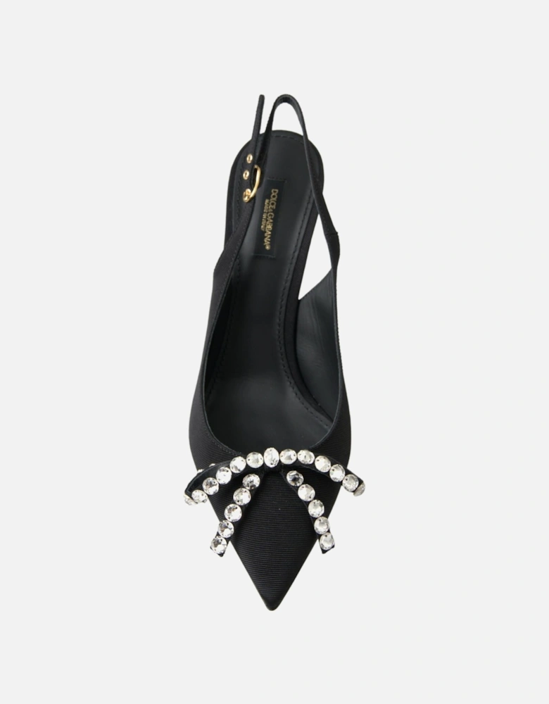 Crystal Slingbacks Bow pumps High Heels Women - Black Sandals